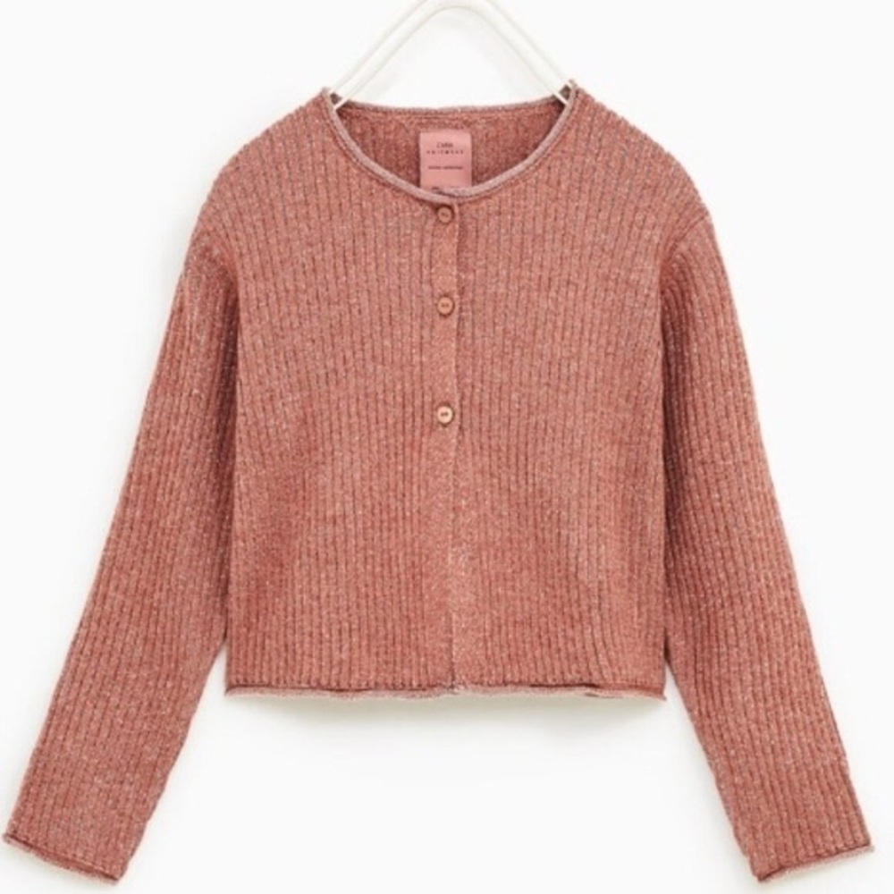 Zara Girl Sparkly Pink/Navy Cardigan